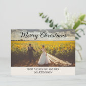 Vrolijk kerstfeest Nieuwe Mr Mrs Foto Holiday Feestdagenkaart (Staand voorkant)
