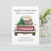 Vrolijk kerstfeest Nieuwe  Red Truck Moving Home Aankondiging (Staand voorkant)