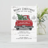 Vrolijk kerstfeest Nieuwe  Red Truck Moving Home Aankondiging (Staand voorkant)