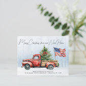 Vrolijk kerstfeest Nieuwe  Red Truck Moving Home Briefkaart (Staand voorkant)