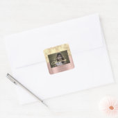 Vrolijk kerstfeest Nieuwe Sepia Gold Glitter Foto  Vierkante Sticker (Envelop)