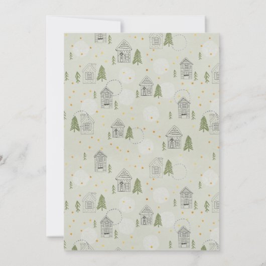 Vrolijk kerstfeest Nieuwe Thuisfoto Pine Village M Aankondiging (Achterkant)