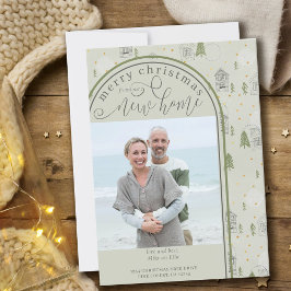 Vrolijk kerstfeest Nieuwe Thuisfoto Pine Village M Aankondiging