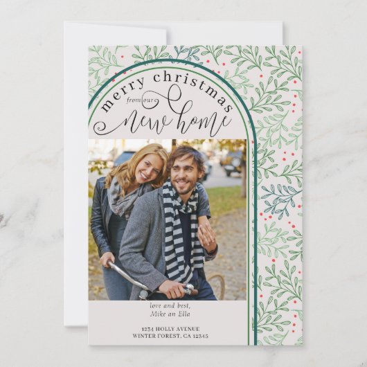 Vrolijk kerstfeest Nieuwe Thuisfoto Winter Greener Aankondiging (Voorkant)