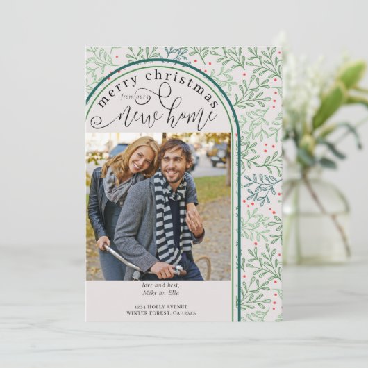 Vrolijk kerstfeest Nieuwe Thuisfoto Winter Greener Aankondiging (Staand voorkant)