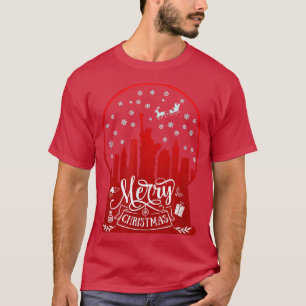 Vrolijk kerstfeest nieuwe york skyline op sneeuw w t-shirt
