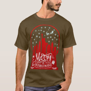 Vrolijk kerstfeest nieuwe york skyline op sneeuw w t-shirt