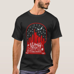 Vrolijk kerstfeest nieuwe york skyline op sneeuw w t-shirt