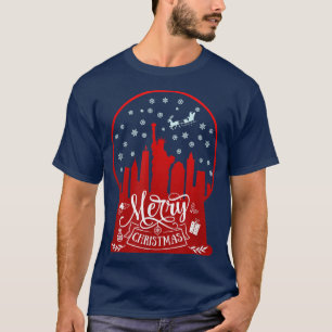 Vrolijk kerstfeest nieuwe york skyline op sneeuw w t-shirt