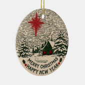 Vrolijk kerstfeest Nieuwjaar 1911 Keramisch Ornament (Rechts)