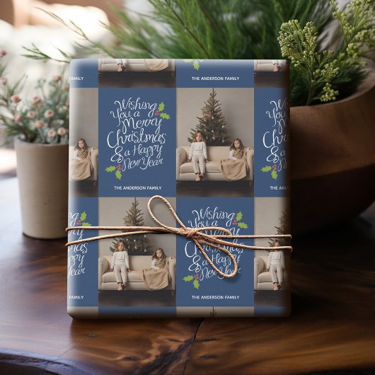 Vrolijk kerstfeest Nieuwjaar - 1 Foto Cadeaupapier