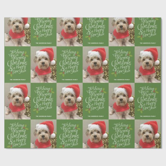 Vrolijk kerstfeest Nieuwjaar - 1 Foto Cadeaupapier (Vlak)