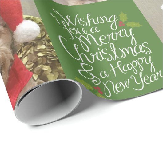 Vrolijk kerstfeest Nieuwjaar - 1 Foto Cadeaupapier (Rol Hoek)