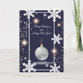 Vrolijk Kerstfeest & Nieuwjaar! 20XX zilveren luxe Feestdagen Kaart (Voorkant)