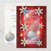 Vrolijk Kerstfeest & Nieuwjaar! 20XX zilveren luxe Feestdagenkaart (Voorkant / Achterkant)