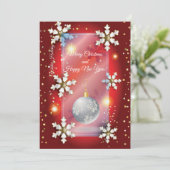 Vrolijk Kerstfeest & Nieuwjaar! 20XX zilveren luxe Feestdagenkaart (Staand voorkant)