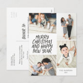 Vrolijk kerstfeest Nieuwjaar 4 Foto Collage Feestdagenkaart (Voorkant / Achterkant)