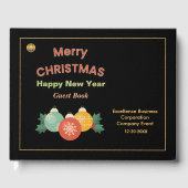 Vrolijk Kerstfeest Nieuwjaar Business Logo Custom Gastenboek (Voorkant)