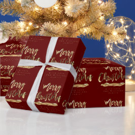 Vrolijk kerstfeest Nieuwjaar Elegant Gold Red Cadeaupapier
