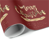 Vrolijk kerstfeest Nieuwjaar Elegant Gold Red Cadeaupapier (Rol Hoek)