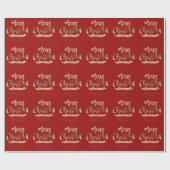 Vrolijk kerstfeest Nieuwjaar Elegant Gold Red Cadeaupapier (Vlak)