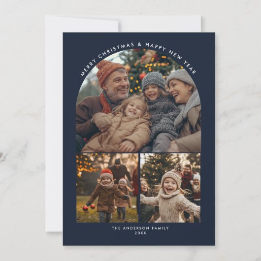 Vrolijk Kerstfeest Nieuwjaar Familie Fun Arch Foto Feestdagenkaart (Voorkant)