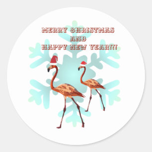Vrolijk kerstfeest, Nieuwjaar Flamingo's Sticker