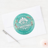 Vrolijk kerstfeest Nieuwjaar Floral Red Berry Ronde Sticker (Envelop)