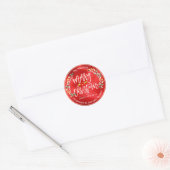 Vrolijk kerstfeest Nieuwjaar Floral Red Berry Ronde Sticker (Envelop)