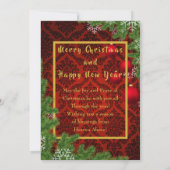 Vrolijk kerstfeest Nieuwjaar Gegroet Foto Damask Feestdagenkaart (Achterkant)