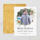 Vrolijk Kerstfeest Nieuwjaar Gouden Geometrische F Feestdagenkaart (Voorkant / Achterkant)