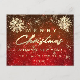 Vrolijk kerstfeest Nieuwjaar goudkoortsrood Maroo Briefkaart