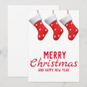 Vrolijk Kerstfeest Nieuwjaar Kerstmis Sokken Sneeu Feestdagenkaart (Voorkant / Achterkant)