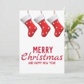 Vrolijk Kerstfeest Nieuwjaar Kerstmis Sokken Sneeu Feestdagenkaart (Staand voorkant)