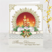 Vrolijk kerstfeest nieuwjaar kerstversiering kaart (Gele Bloem)