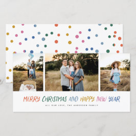 Vrolijk kerstfeest Nieuwjaar Kleurrijk 3 Foto Coll Feestdagenkaart