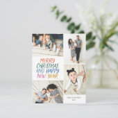Vrolijk kerstfeest Nieuwjaar Kleurrijk 4 Foto Coll Feestdagenkaart (Staand voorkant)