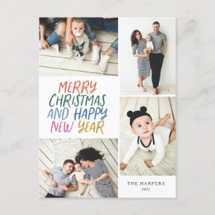 Vrolijk kerstfeest Nieuwjaar Kleurrijk 4 Foto Coll Feestdagenkaart