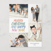 Vrolijk kerstfeest Nieuwjaar Kleurrijk 4 Foto Coll Feestdagenkaart (Voorkant)