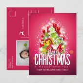 Vrolijk kerstfeest nieuwjaar met familiefoto feestdagenkaart (Voorkant / Achterkant)