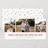Vrolijk kerstfeest Nieuwjaar Modern 3 Foto Collage Feestdagenkaart (Voorkant / Achterkant)
