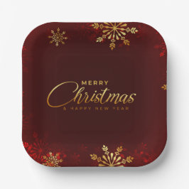 Vrolijk kerstfeest Nieuwjaar rood gouden winter Papieren Bordje