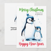 Vrolijk Kerstfeest Nieuwjaar Schattigee Waterverf Feestdagenkaart (Voorkant / Achterkant)