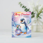 Vrolijk Kerstfeest Nieuwjaar Schattigee Waterverf  Feestdagenkaart (Staand voorkant)
