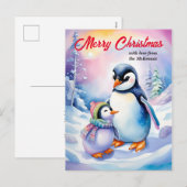 Vrolijk Kerstfeest Nieuwjaar Schattigee Waterverf  Feestdagenkaart (Voorkant / Achterkant)