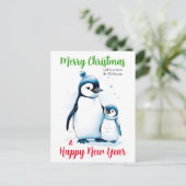 Vrolijk Kerstfeest Nieuwjaar Schattigee Waterverf  Feestdagenkaart (Staand voorkant)