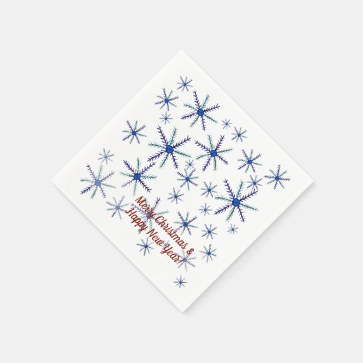 Vrolijk kerstfeest, Nieuwjaar Sneeuwvlokken servet (Hoek)