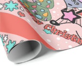 Vrolijk kerstfeest Nieuwjaar Symbool Mouse Cartoon Cadeaupapier (Rol Hoek)