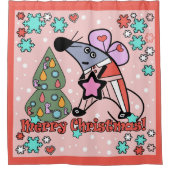 Vrolijk kerstfeest Nieuwjaar Symbool Mouse Cartoon Douchegordijn (Voorkant)
