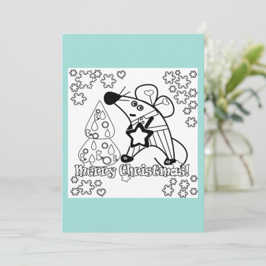 Vrolijk kerstfeest Nieuwjaar Symbool Mouse Cartoon Kaart (Staand voorkant)